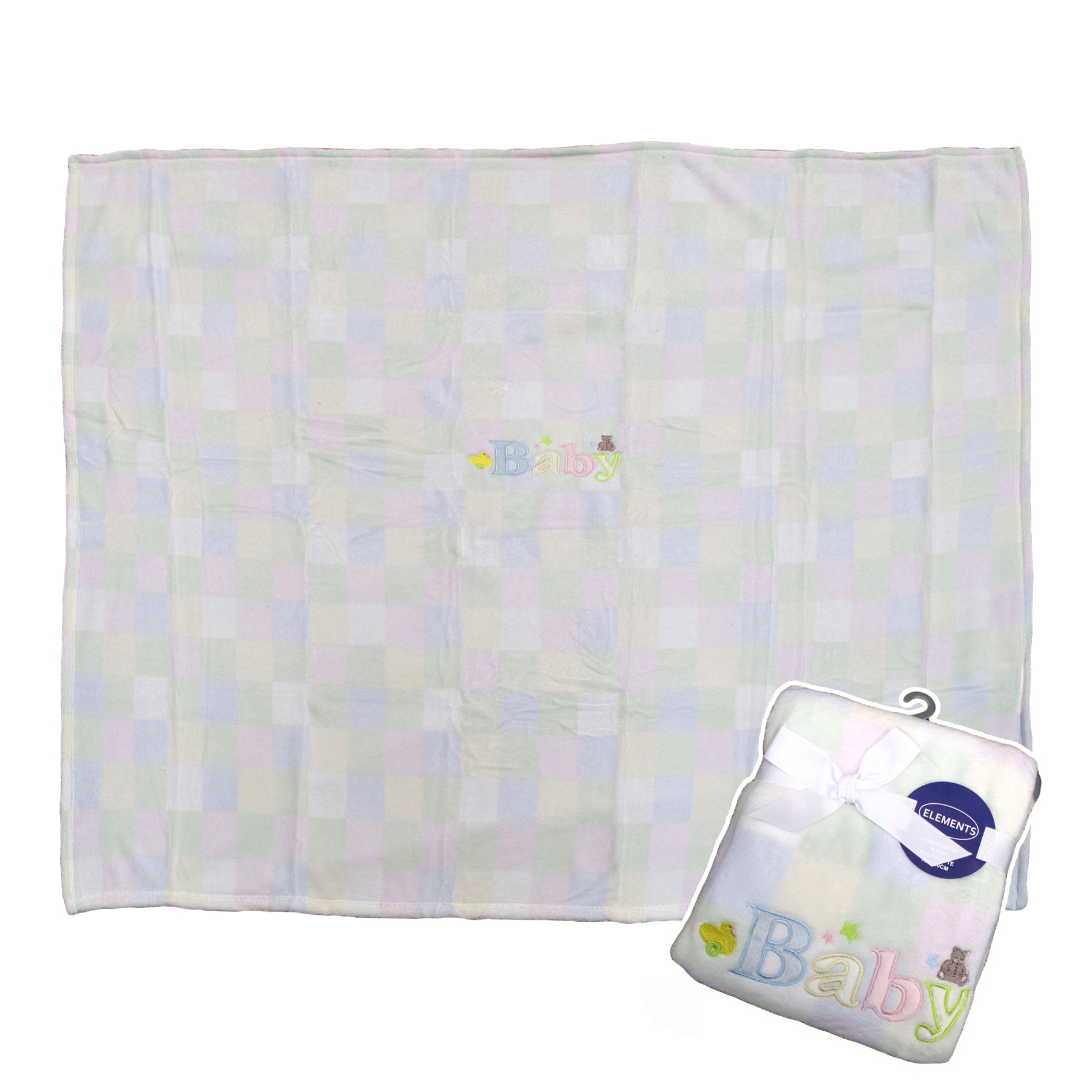 V442-TOC-BLANKET-EMBROIDERYBABY-MULTI-CT-204258-00 Elements Embroidery Baby Coral Fleece Blanket - Cot - Image 1