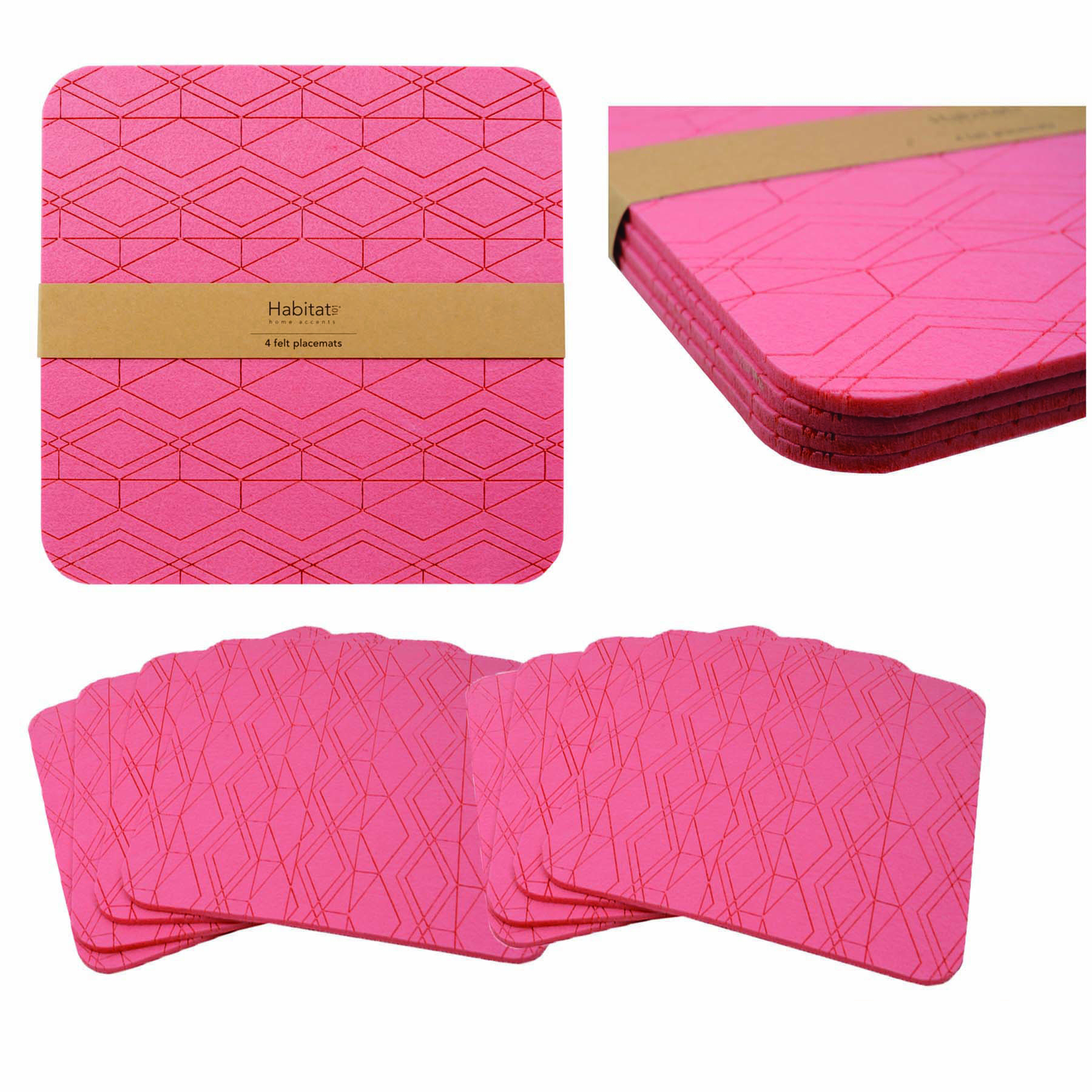 V442-TOC-TABLEPLACEMAT-FELT-WATERMELON-SQ-209140-00 Set of 8 Felt Placemats - Watermelon - Image 1