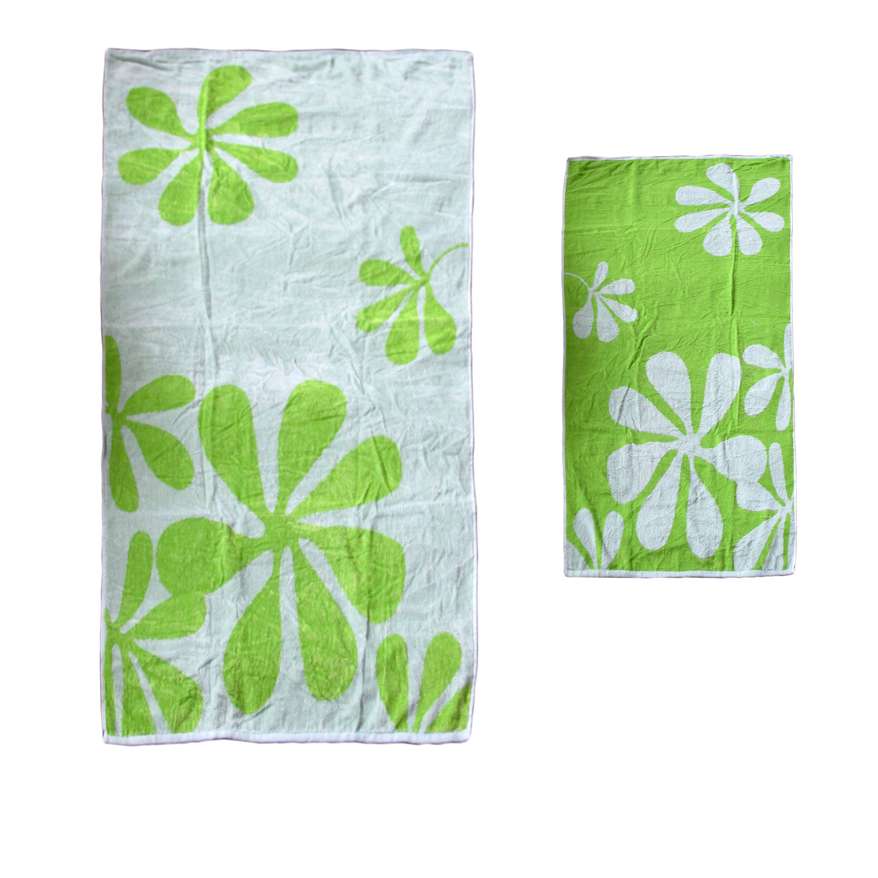 V442-TOC-TOWEL-REVERSIBLEFLORAL-LIME-RE-204246-00 Elements Jacquard REVERSIBLE Cotton Floral Beach Towel - Lime Floral - Image 1