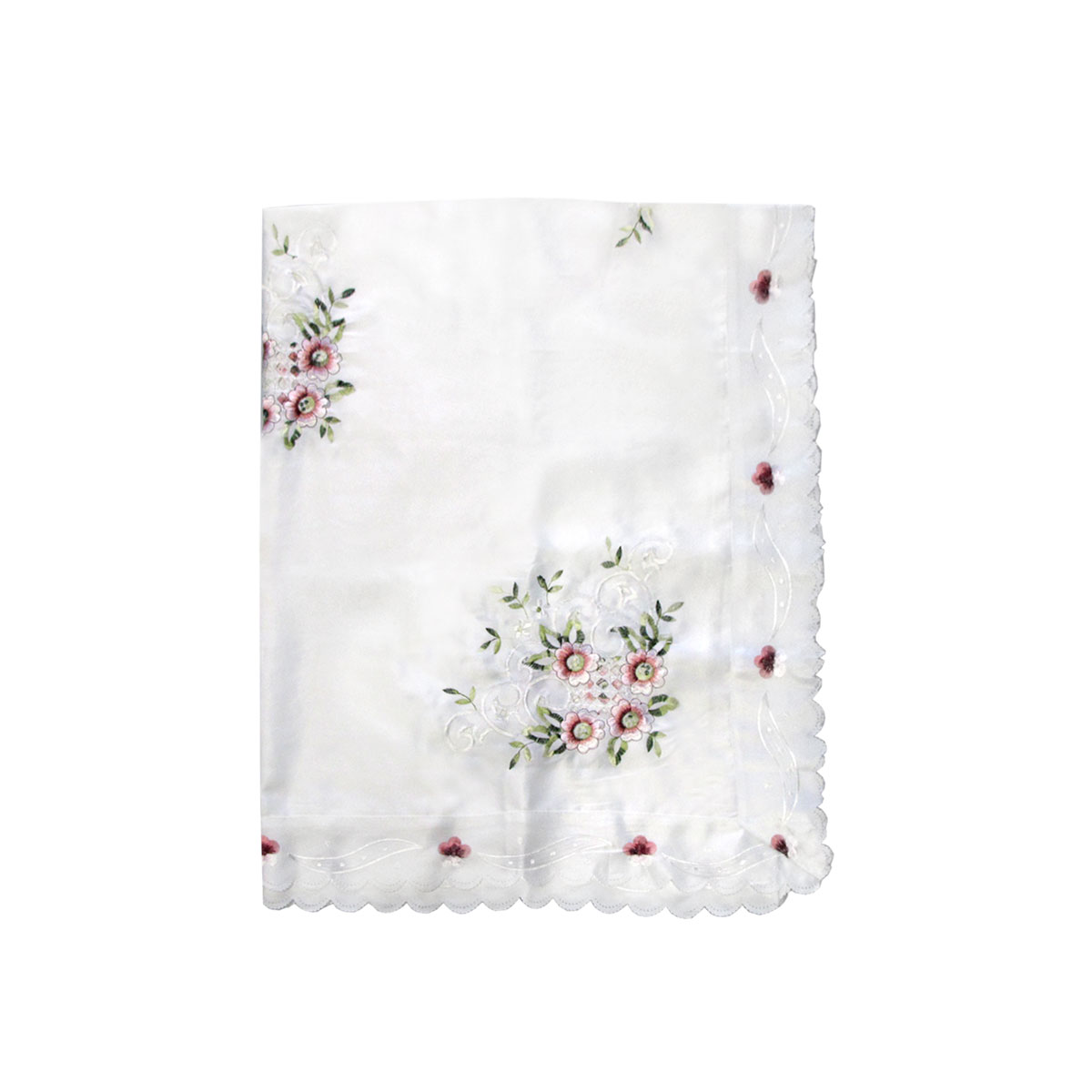 V442-UGG-TABLEC-ANYA228-WHITE-RE-215493-00 Anya Flowers White Embroidered Cutout Rectangular Tablecloth 152 x 228 cm - Image 1