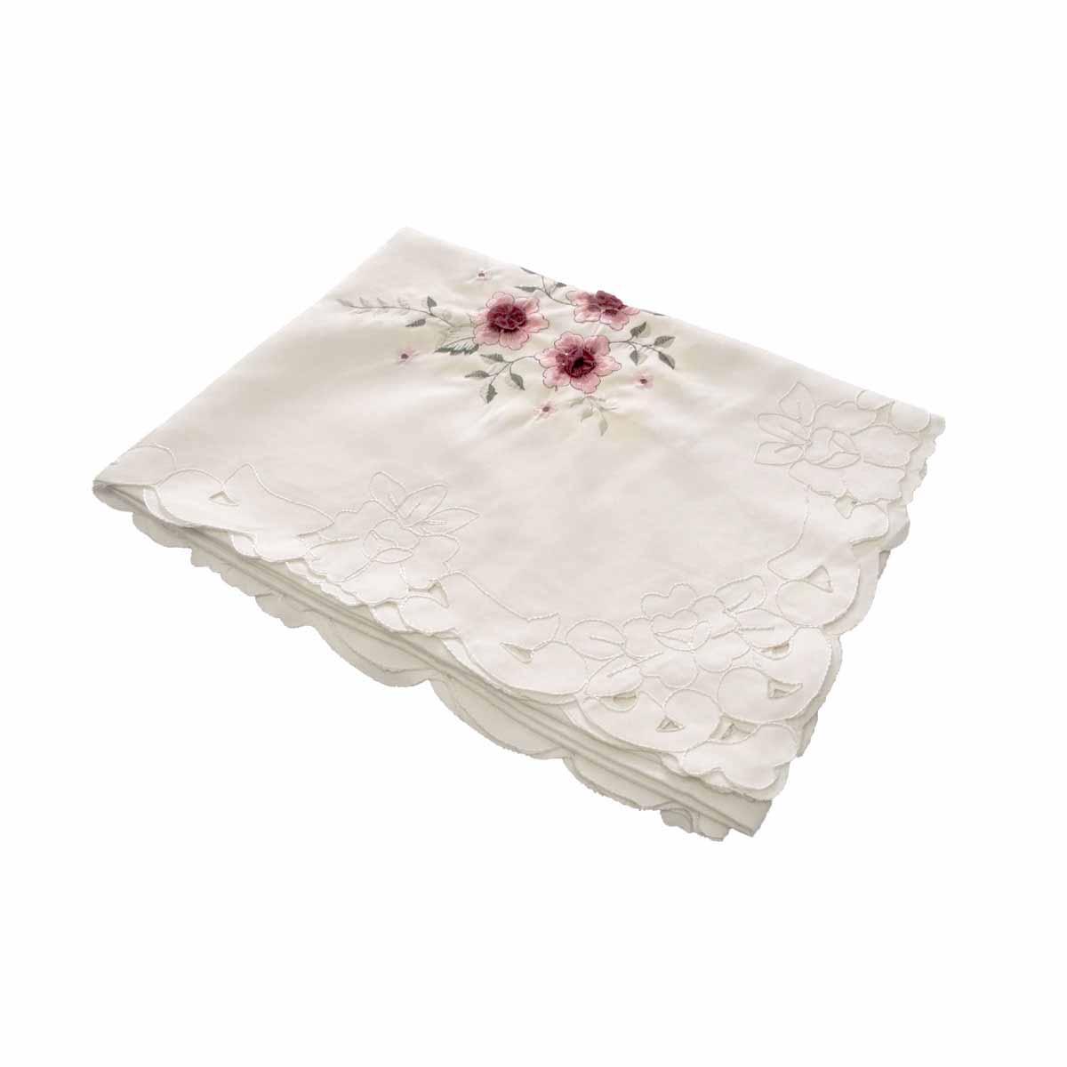 V442-UGG-TABLEC-ISADORA275-OFFWHITE-RE-202503241640-00 Isadora Flowers Off White Embroidered Rectangular Tablecloth 180 x 275 cm - Image 1