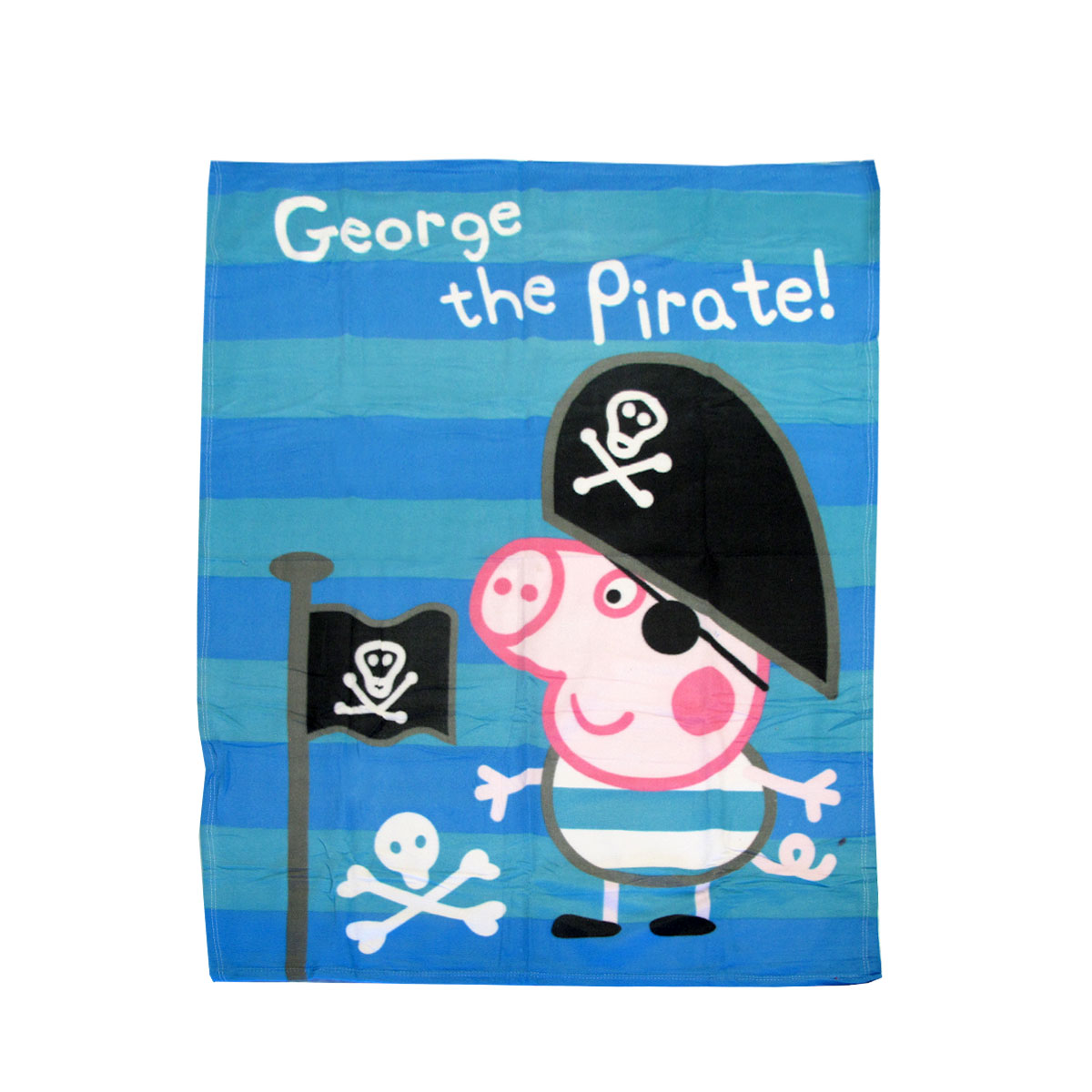 V442-UGG-THROW-PEPPAPIGPIRATE-BLUE-RE-215408-00 Peppa Pig George the Pirate Printed Polar Fleece Throw Rug 130 x 160 cm - Image 1
