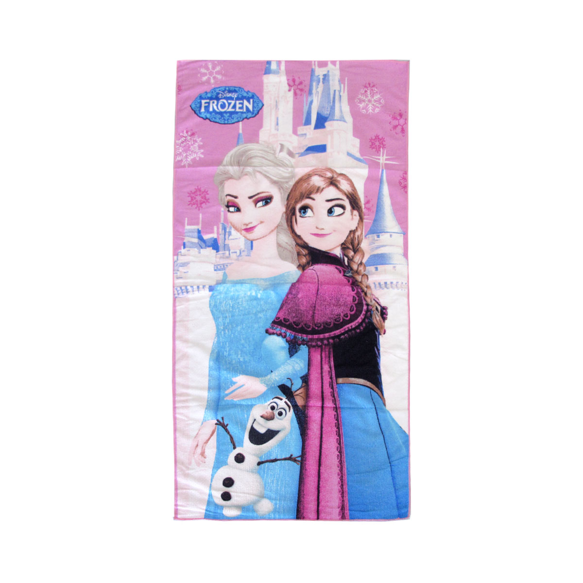 V442-UGG-TOWEL-FROZENELSAANNA-PINK-RE-215426-00 Bloomington Frozen Elsa & Anna Kids Cartoon Printed Microfiber Beach Towel 70 x 137 cm - Image 1