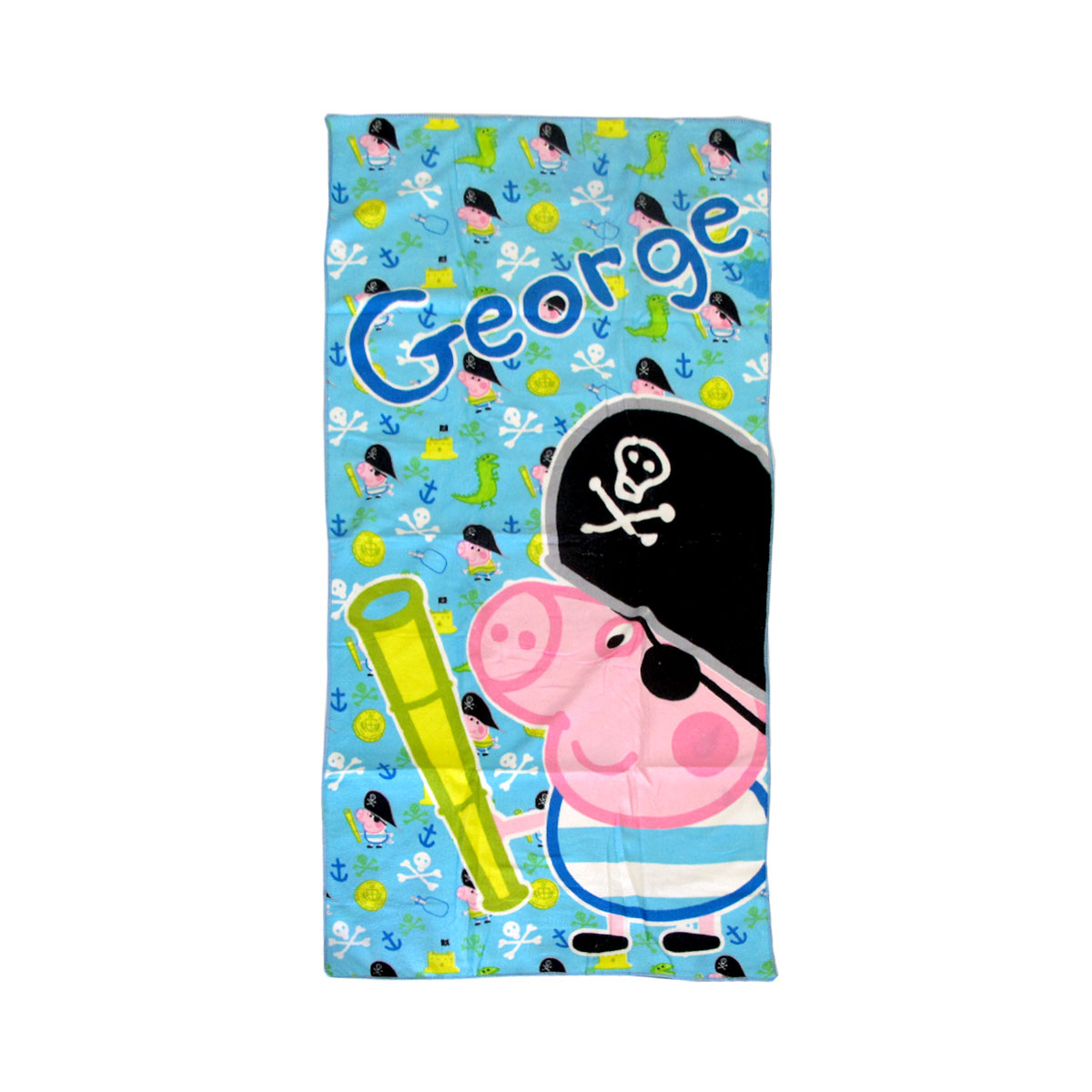 V442-UGG-TOWEL-PEPPAPIGPIRATE-MULTI-RE-215428-00 Bloomington Peppa Pig George the Pirate Kids Cartoon Printed Microfiber Beach Towel 70 x 137 cm - Image 1