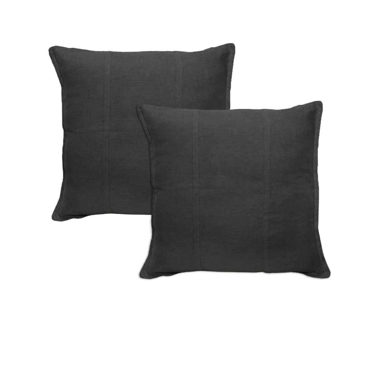 V442-UNA-PILLOWC-PURELINEN-CHARCOAL-EU-209093-00 Pair of Pure Linen European Pillowcases Charcoal - Image 1