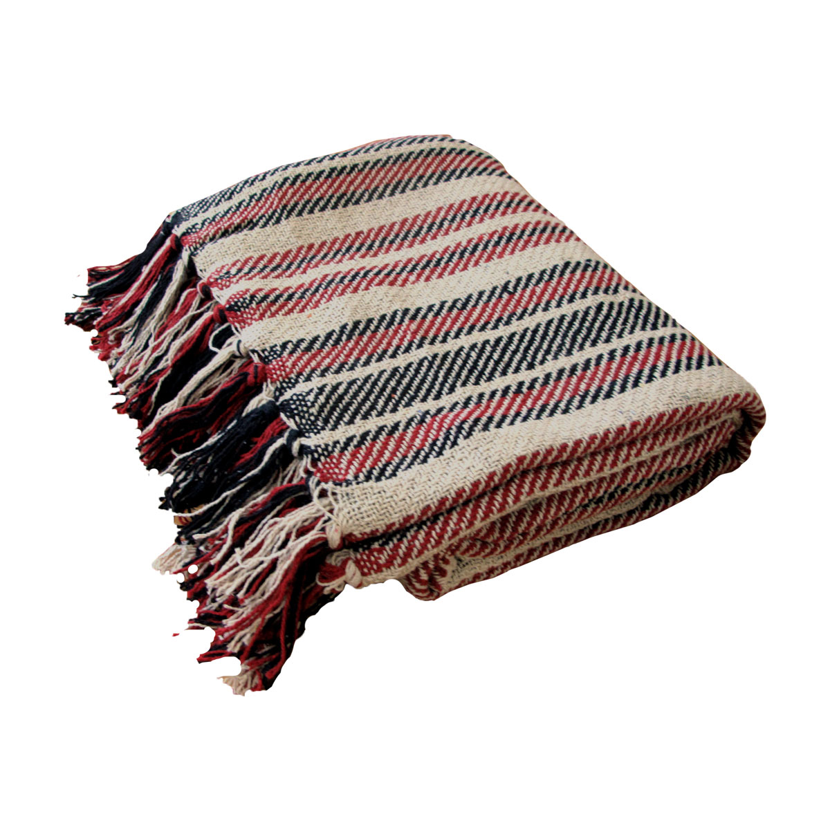 V442-UNA-THROW-STELLA-NATURAL-RE-209094-00 Stella 100% Cotton Knitted Throw Rug Natural Red - Image 1