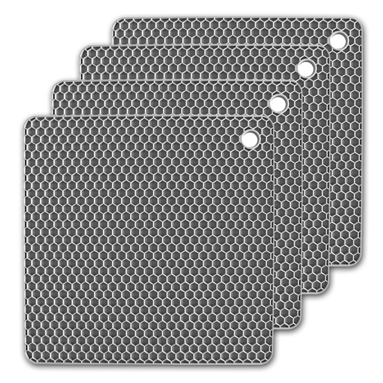 V462-H-67-04-143922-00 4 Pack Multi Purpose Silicone Insulation Mat Heat-Resistant Dishes Pads(Grey) - Image 1