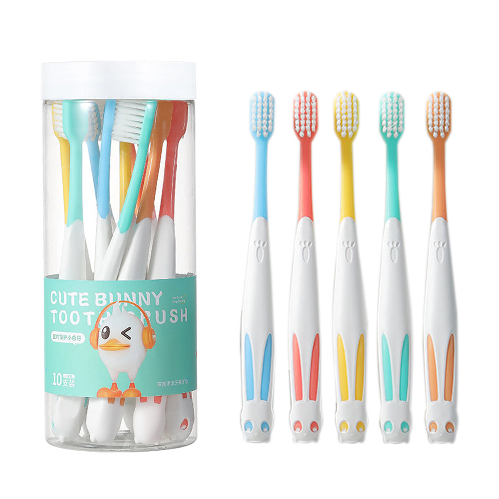 V462-HG-151-01-95905-00 10 Pcs Set Rabbit Shape Super Soft Children's Toothbrushes for 2 to 8 Years - Image 1