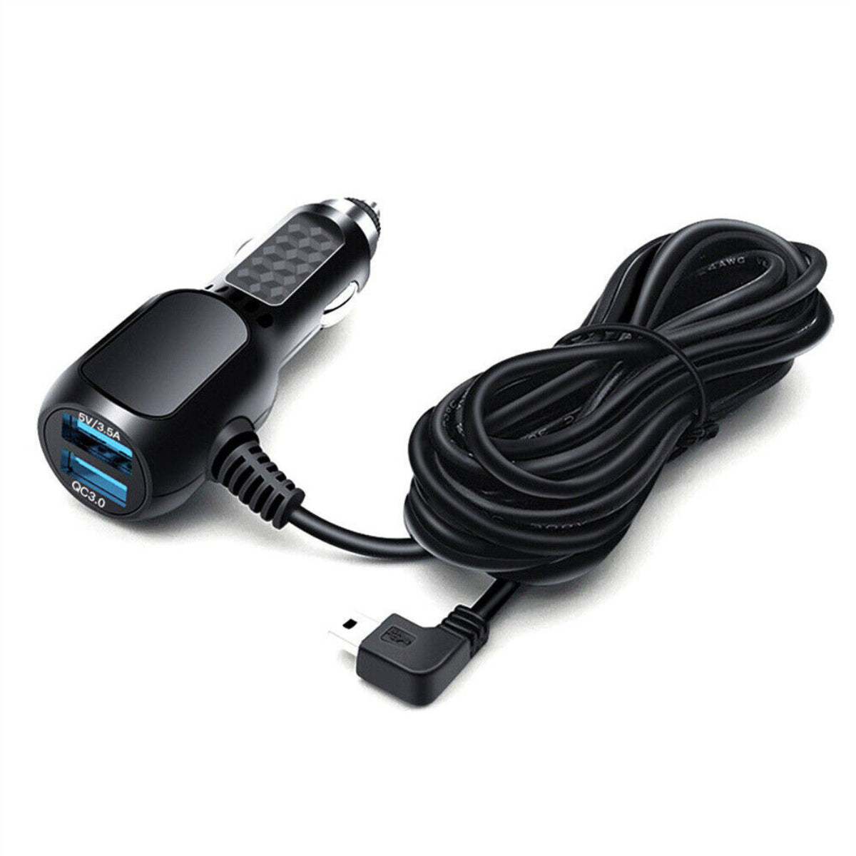 V462-MD-152-01-197288-00 2 in 1 Dash Cam Car Charger Double USB 5V3.5A QC3.0 Fast 3.5M Cable - Image 1