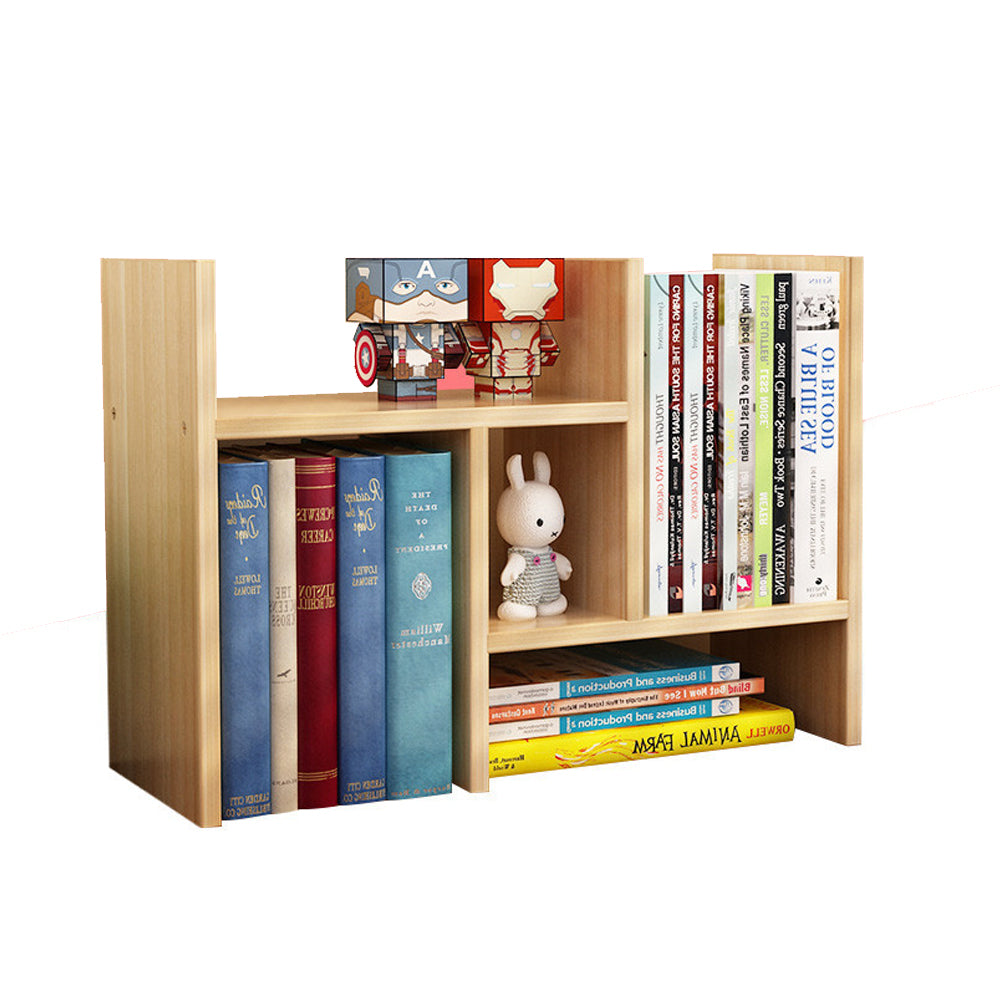 V462-SP-54-02-139653-00 Resize-able Thick Wood Desktop Bookshelf Display Rack Unit(Light Walnut) - Image 1