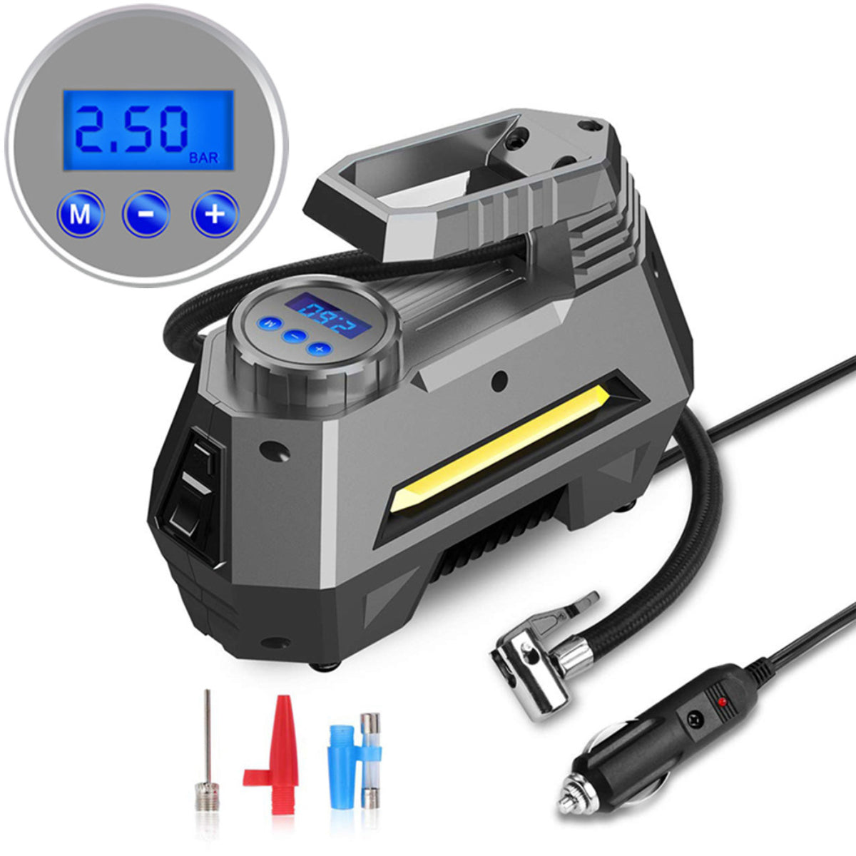V462-TA-110-01-197286-00 Portable Digital Car Air Compressor Tire Inflator With Emergency Flashlight - Image 1