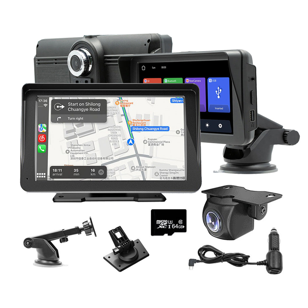 V462-TA-111-01-202504281616-00 7" IPS HD Touch Screen Apple Android Carplay with Dual Dashcam 64G Card - Image 1