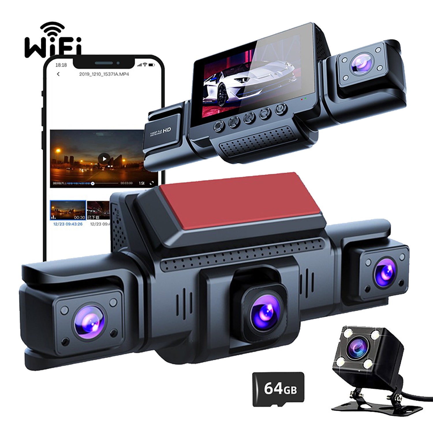 V462-TA-117-01-202506190427-00 4 Channel 5G WiFi Dashcam FHD 1080P 170° Wide Angle G-Sensor with 64GB Card - Image 1