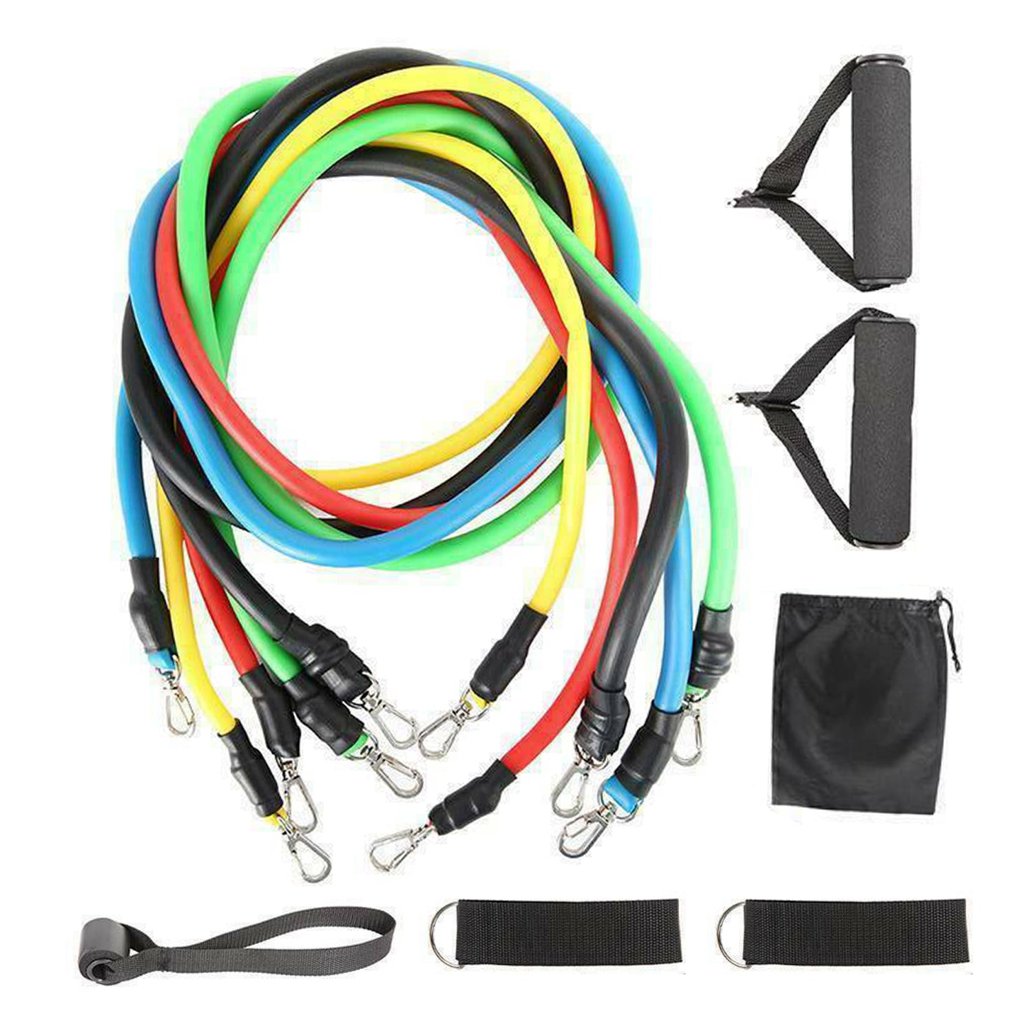 V462-TO-35-01-98716-00 11Pcs/Set Pull Rope Belt Elastic Home Gym Fitness Exercise Resistance Band - Image 1