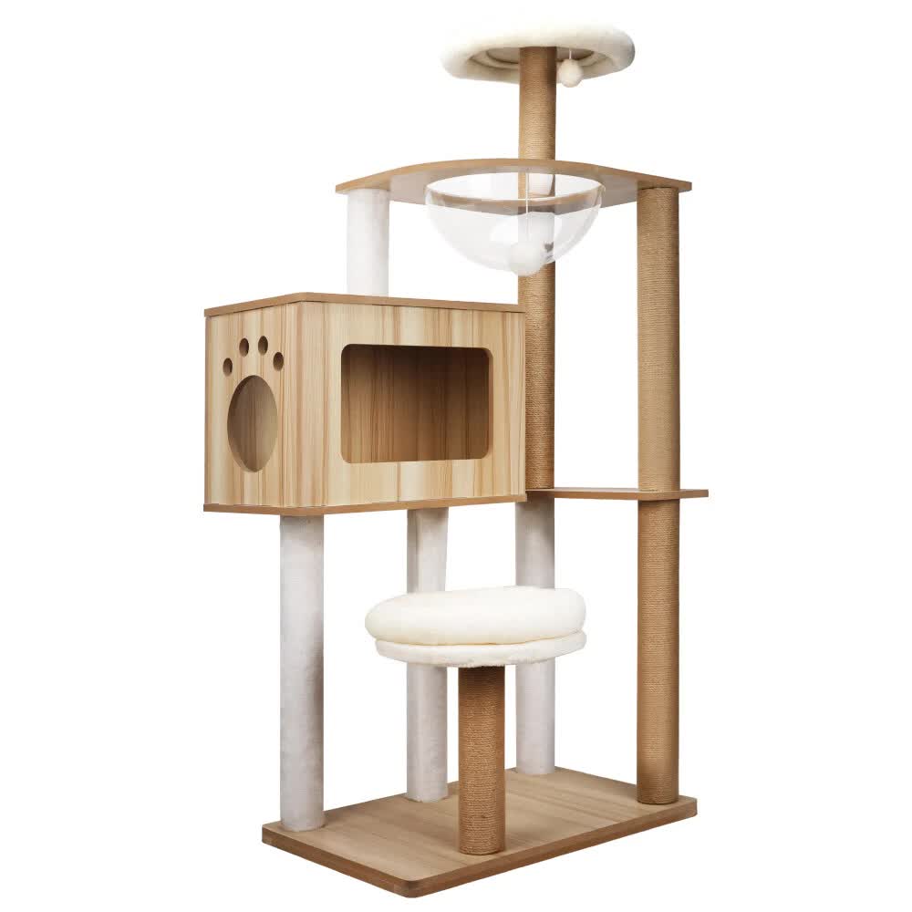 V465-51027-202505231025-00 VaKa 1.42M Cat Tree Tower Scratching Post Scratcher Cats Condo House Bed Furniture - Image 1