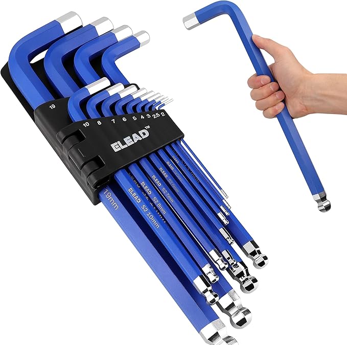 V465-70041-ELD-195606-00 ELEAD Jumbo Hex Key Allen Wrench Set | 13-Piece Metric 2-19mm | Long Ball End Durable CR-V | Automotive | Mechanic | Furniture | Professional Grade Tools - Image 1