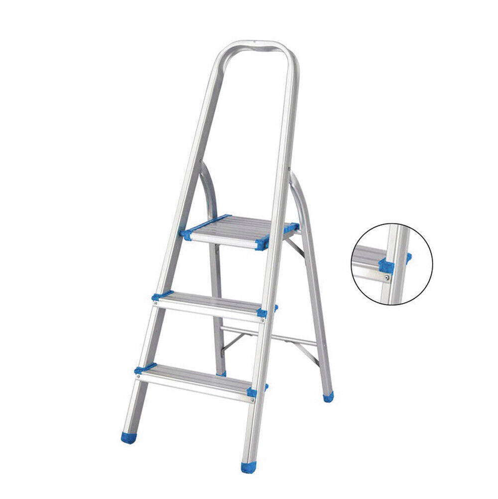 V465-80209-132462-00 3-Step Ladder Multi Purpose Foldable Folding Aluminium Home Office Shop - Image 1