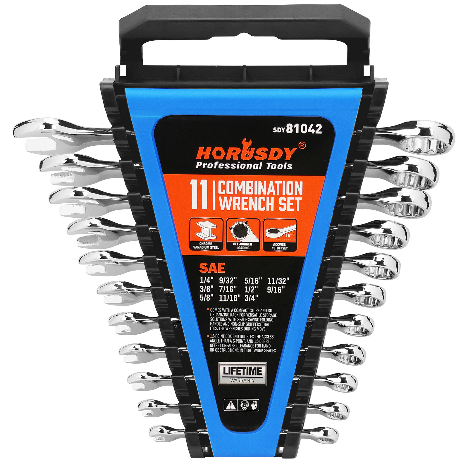 V465-81042-139806-00 11Pcs Imperial Combination Spanner Ring Open End Ended Combo Wrench 12 Point - Image 1