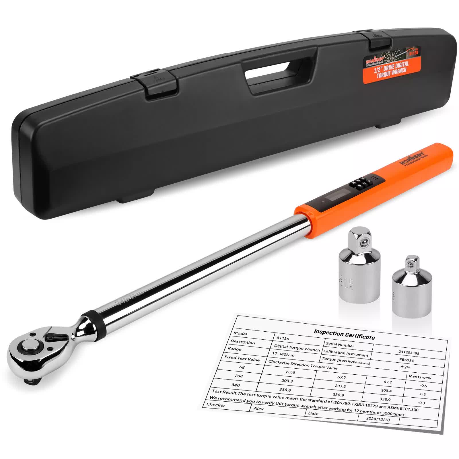 V465-81138-202505071621-00 3Pc 1/2" Digital Torque Wrench Set Adjustable 17-340N.m / 25-250ft.lb Motorcycle - Image 1