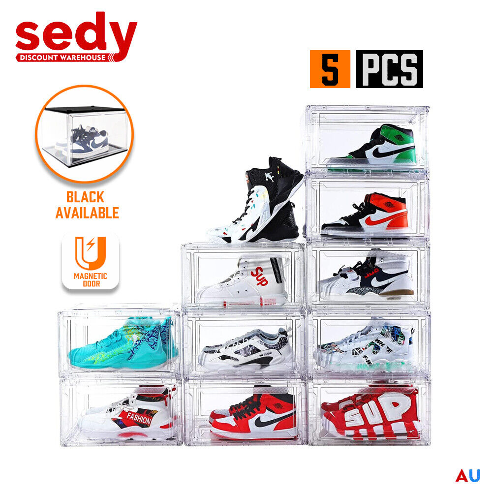 V465-82010X2-95232-00 10PC Stackable Shoe Display Box Hard Acrylic Sneaker Storage Containers Case - Image 1