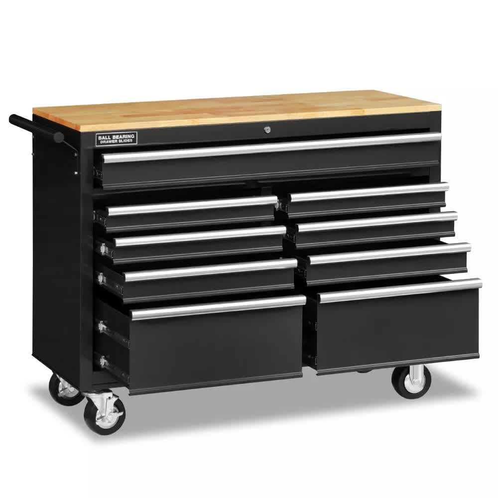 V465-86513-209281-00 HORUSDY 9 Drawer Tool Box Chest Cabinet Trolley Box Garage Storage Toolbox Black - Image 1