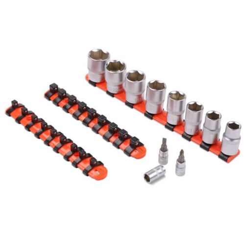 V465-94127-85711-00 3Pc Mixed Socket Holder Set Storage Rails 1/2" 3/8" 1/4" Drive Grip Organiser - Image 1