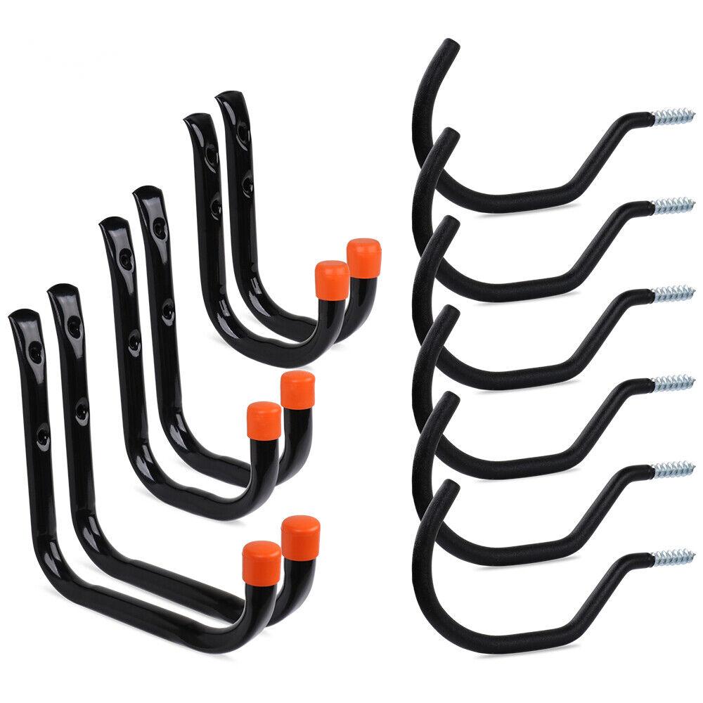 V465-94328-AU-85296-00 12Pc Wall Mount Hooks Set Heavy Duty Steel Garage Storage Rack Utility Hangers - Image 1