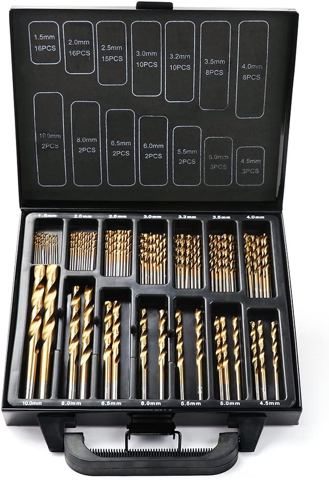 V465-94370-85463-00 99Pc Drills Set HSS Titanium Coated Wood Plastic Metal Metric 1.5-10mm With Case - Image 1