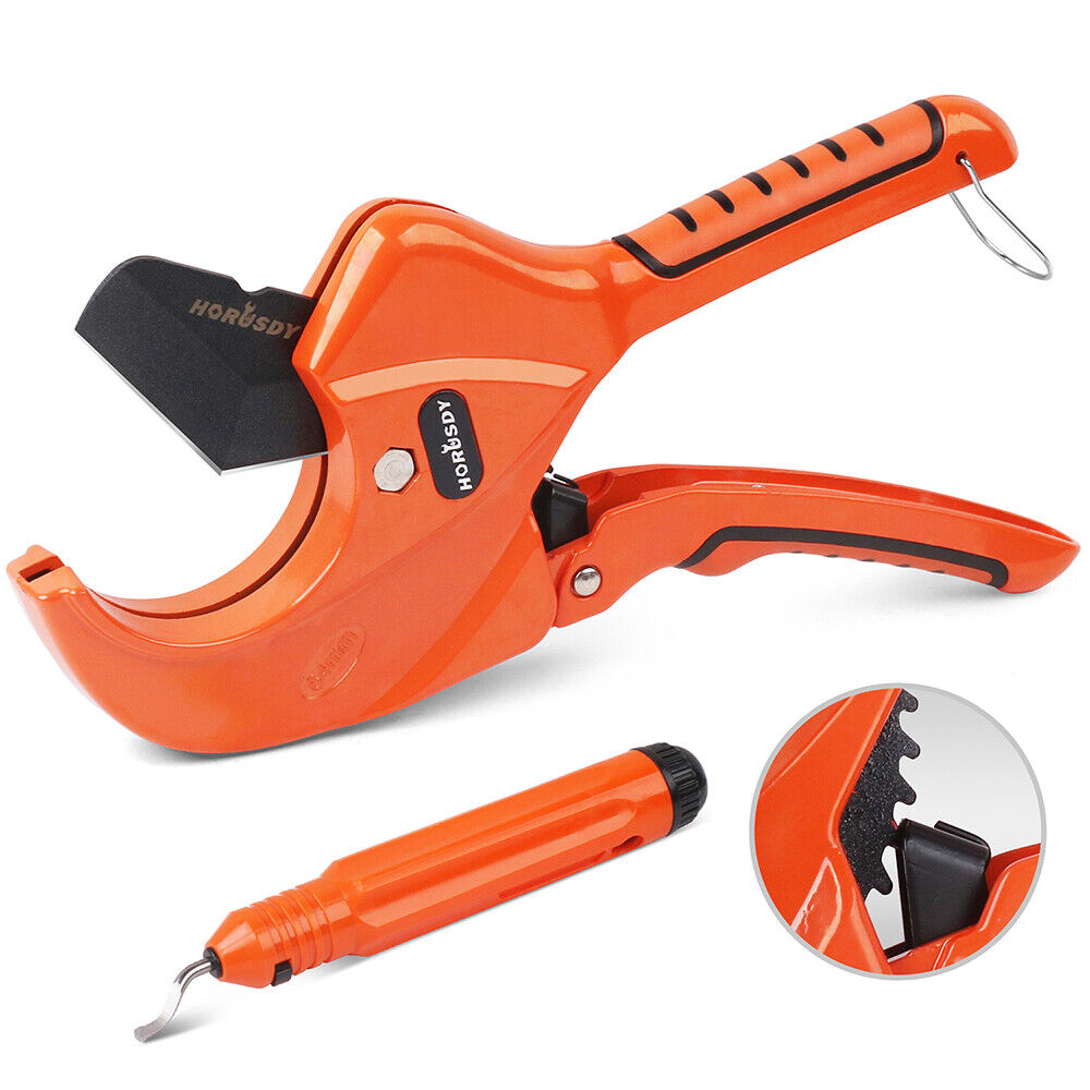 V465-95608-AU-5-85449-00 HORUSDY PVC Ratchet Cutter 64mm 2 - 1/2" Deburring Tool Rubber Handle Hand Tool - Image 1