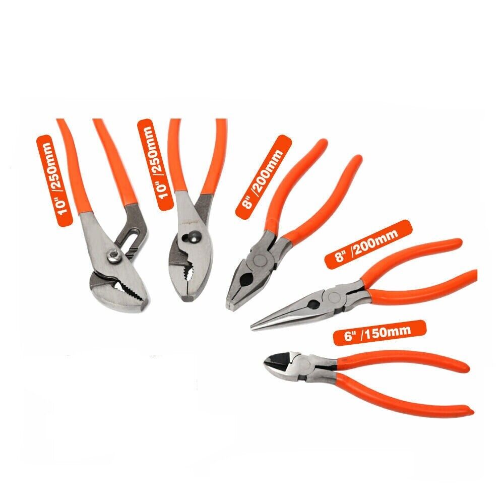 V465-97612-85510-00 5Pc Pliers Set Diagonal Linesman Long Nose Groove Joint Slip Joint Pliers - Image 1