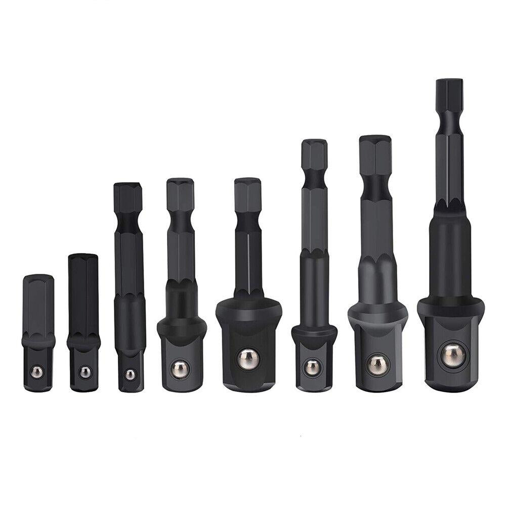 V465-SDY-97776-85411-00 8Pc Drill Socket Adapter Set Impact Nut Driver Hex Extension Bits 1/4" 3/8" 1/2" - Image 1