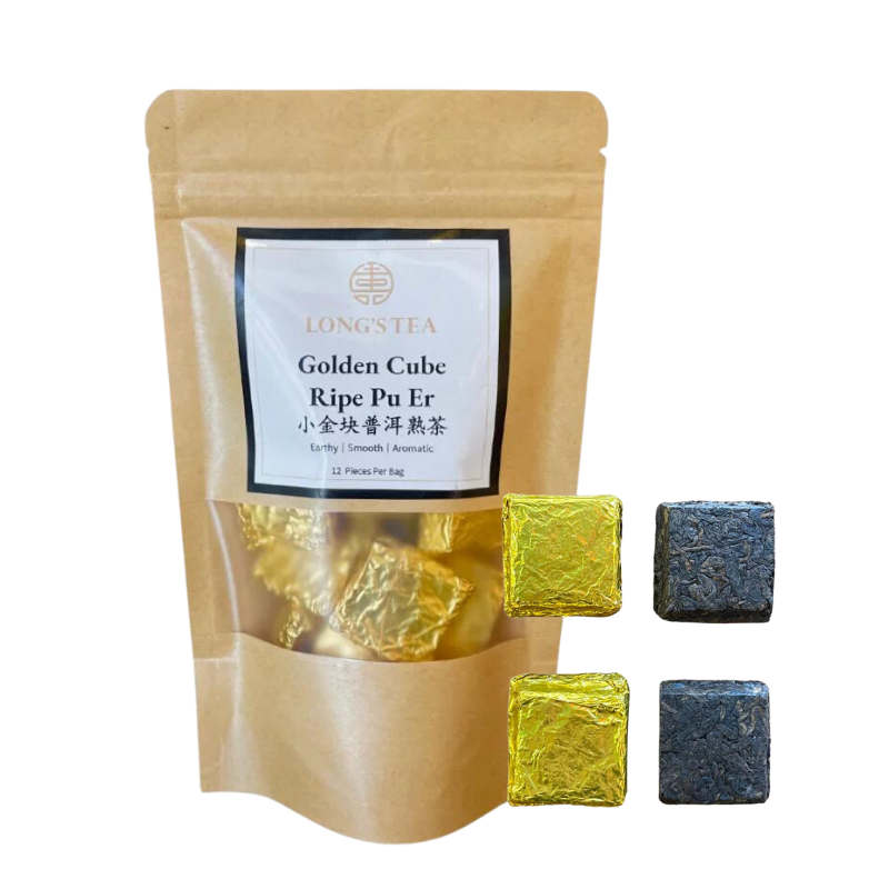 V466-61008211-89034-00 Golden Cubic Ripe Pu Er Tea 5 x 100g - Image 1
