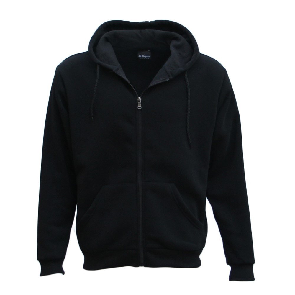 V474-211042-100082-00 Adult Unisex Zip Plain Fleece Hoodie Hooded Jacket Mens Sweatshirt Jumper XS-8XL, Black, S - Image 1