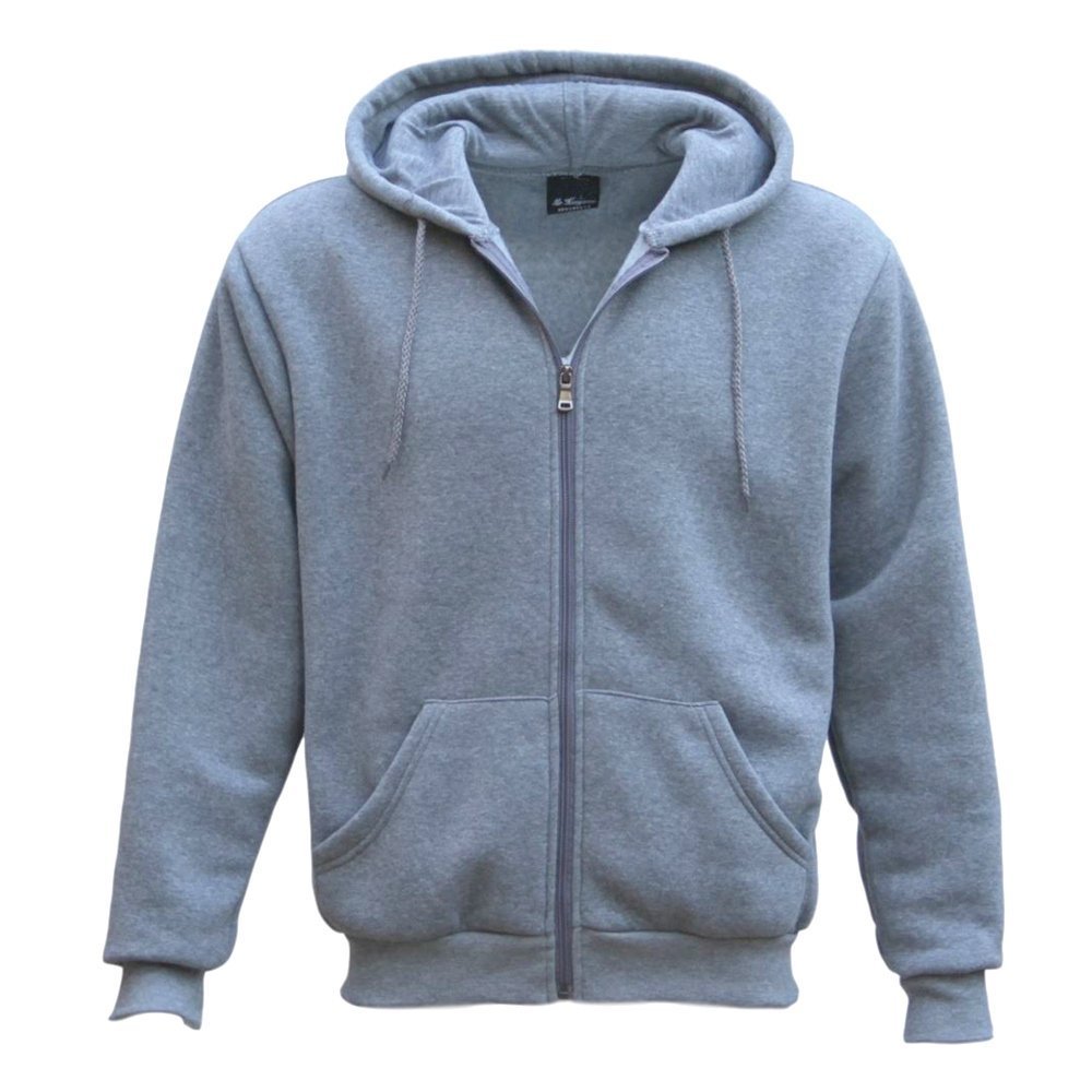 V474-211050-100098-00 Adult Unisex Zip Plain Fleece Hoodie Hooded Jacket Mens Sweatshirt Jumper XS-8XL, Light Grey, XL - Image 1