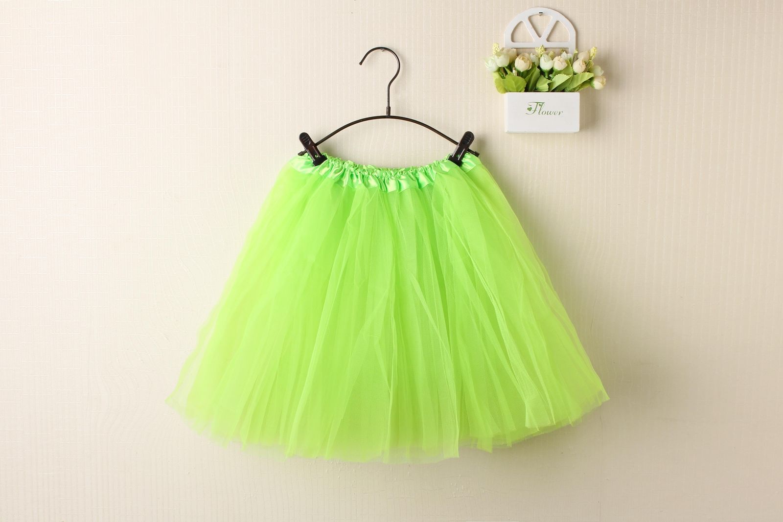 V474-211410-101989-00 New Adults Tulle Tutu Skirt Dressup Party Costume Ballet Womens Girls Dance Wear, Neon Green, Kids - Image 1