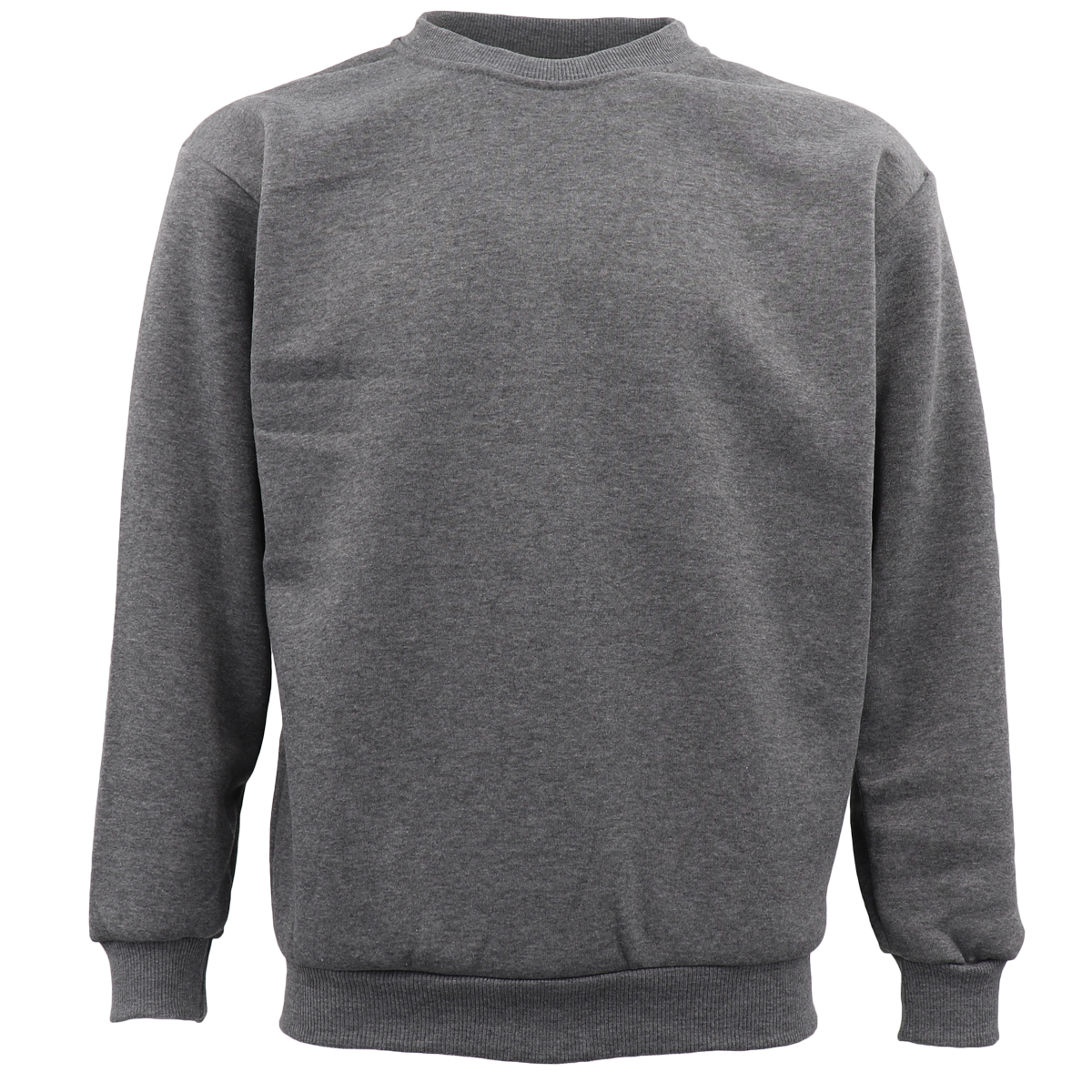 V474-211538-102785-00 New Adult Unisex Plain Pullover Fleece Jumper Mens Long Sleeve Crew Neck Sweater, Grey, S - Image 1
