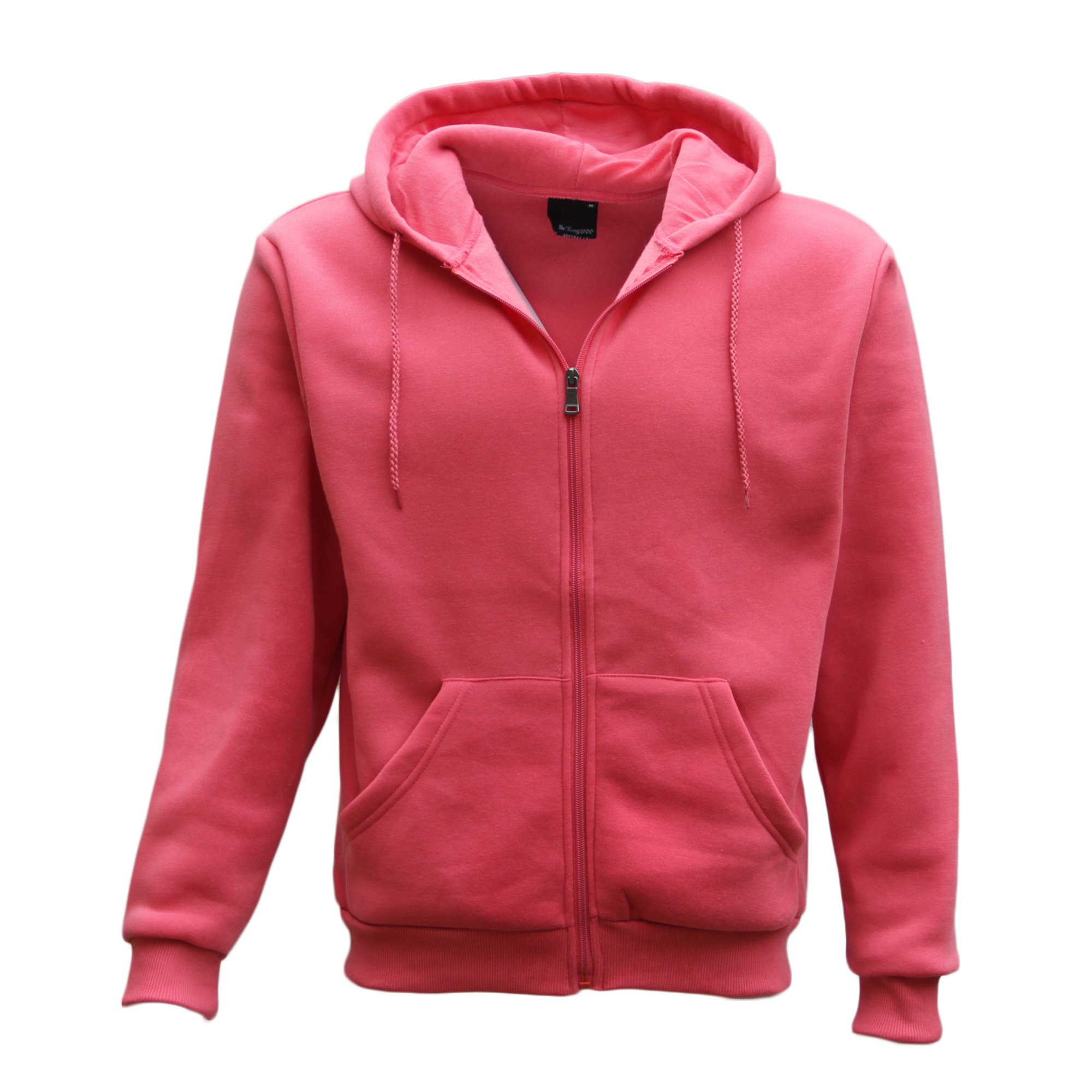 V474-213073-100147-00 Adult Unisex Zip Plain Fleece Hoodie Hooded Jacket Mens Sweatshirt Jumper XS-8XL, Hot Pink, S - Image 1