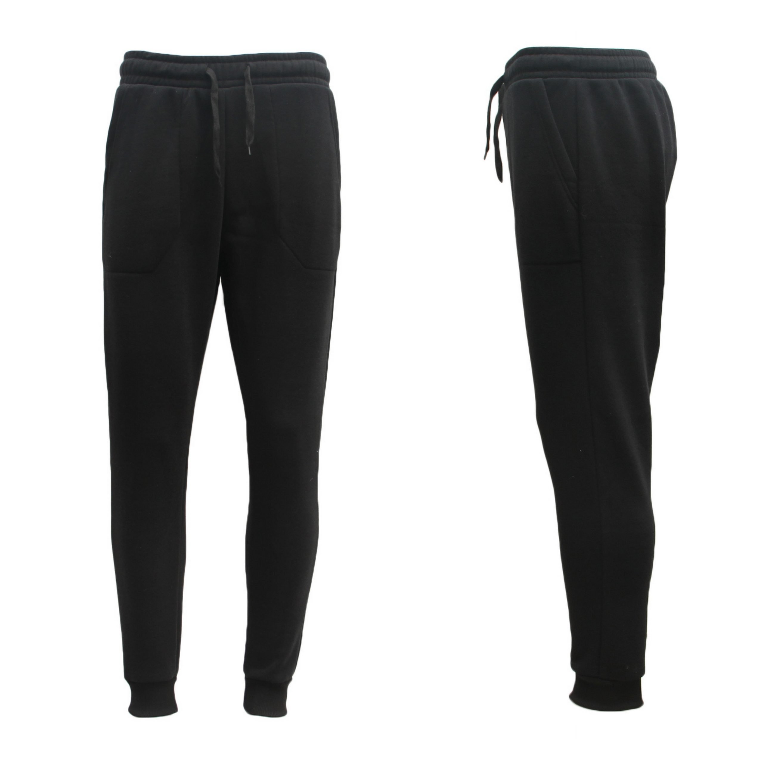 V474-218573-103979-00 Mens Unisex Fleece Lined Sweat Track Pants Suit Casual Trackies Slim Cuff XS-6XL, Black, S - Image 1