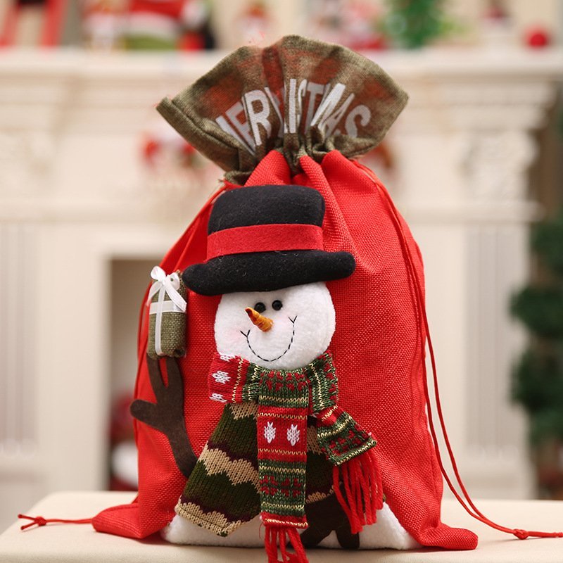 V474-227348-104297-00 New Christmas Large Jumbo Felt Santa Sack Children Xmas Gifts Candy Stocking Bag, Snowman (56x35cm) - Image 1