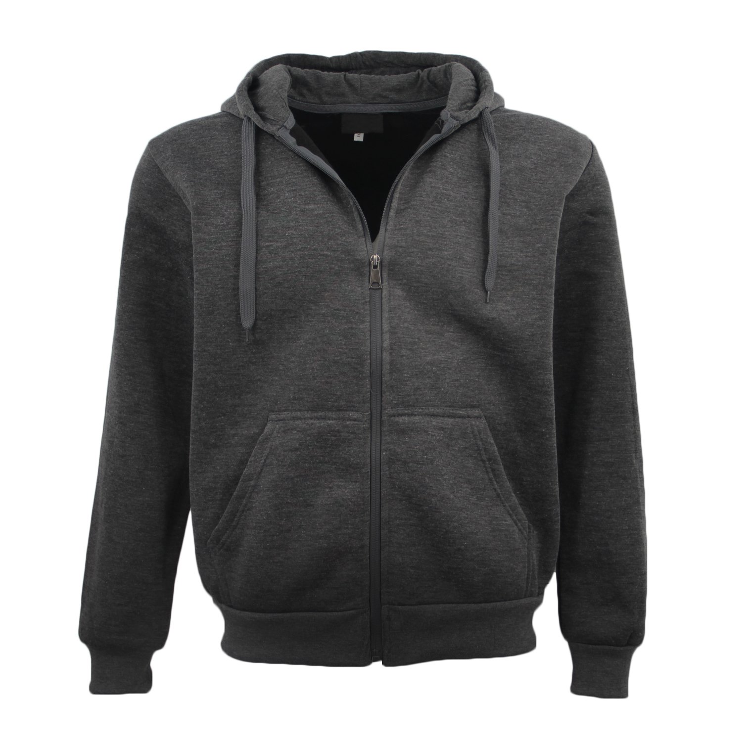 V474-253223-100382-00 Adult Unisex Zip Plain Fleece Hoodie Hooded Jacket Mens Sweatshirt Jumper XS-8XL, Dark Grey, XL - Image 1