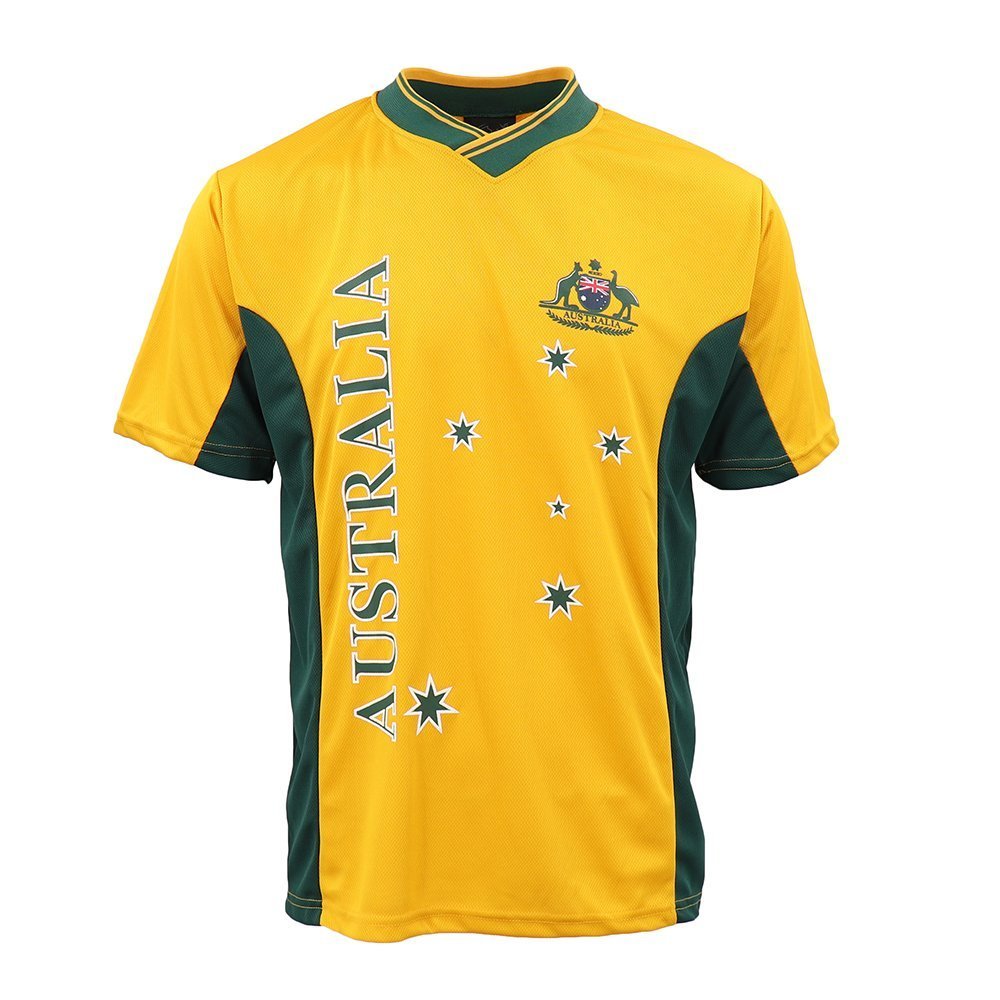 V474-282936-101024-00 Adults Kids Men's Sports Soccer Rugby Jersy T Shirt Australia Day Polo Souvenir, Gold, 6 (Kids) - Image 1