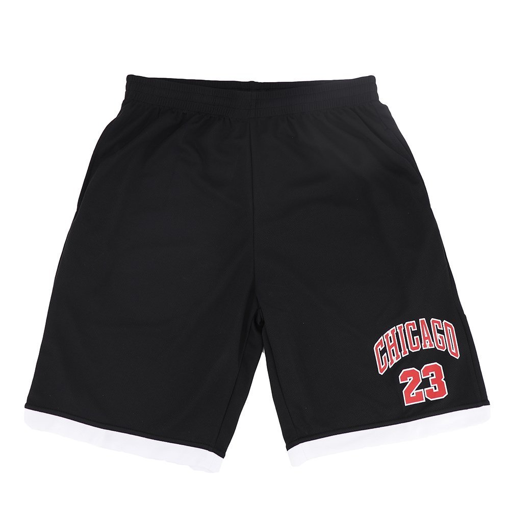 V474-308480-102125-00 Men's Basketball Sports Shorts Gym Jogging Swim Board Boxing Sweat Casual Pants, Black - Chicago 23, 2XL - Image 1