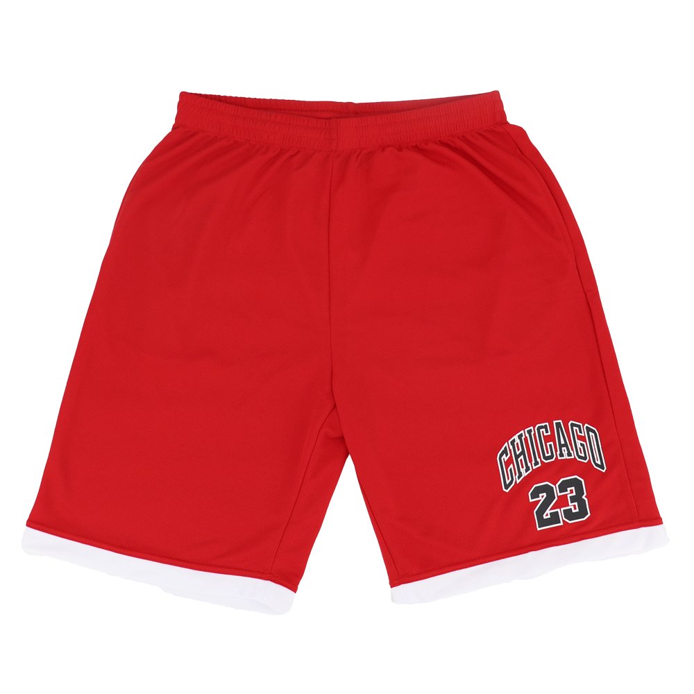 V474-308484-102420-00 Men's Basketball Sports Shorts Gym Jogging Swim Board Boxing Sweat Casual Pants, Red - Chicago 23, L - Image 1