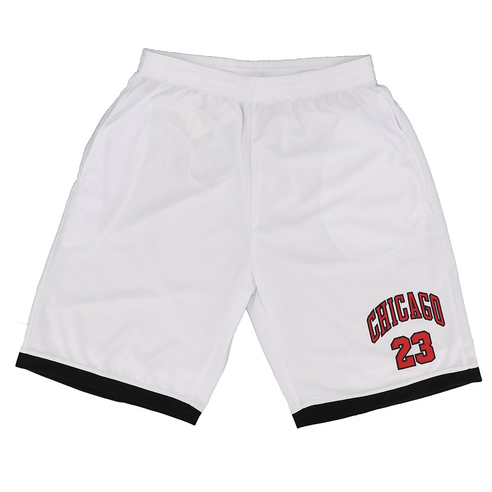 V474-308497-102108-00 Men's Basketball Sports Shorts Gym Jogging Swim Board Boxing Sweat Casual Pants, White - Chicago 23, XL - Image 1