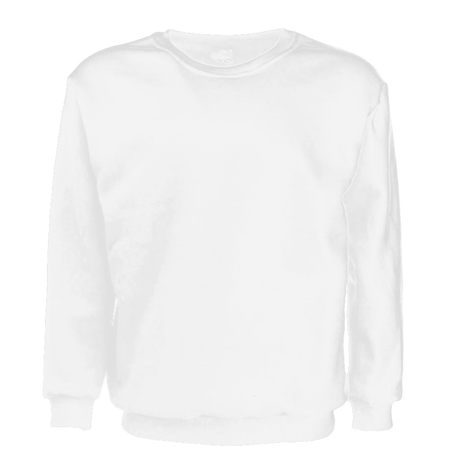 V474-338521-102601-00 New Adult Unisex Plain Pullover Fleece Jumper Mens Long Sleeve Crew Neck Sweater, White, M - Image 1