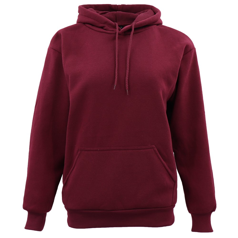 V474-370187-99644-00 Adult Unisex Men's Basic Plain Hoodie Pullover Sweater Sweatshirt Jumper XS-8XL, Burgundy, M - Image 1