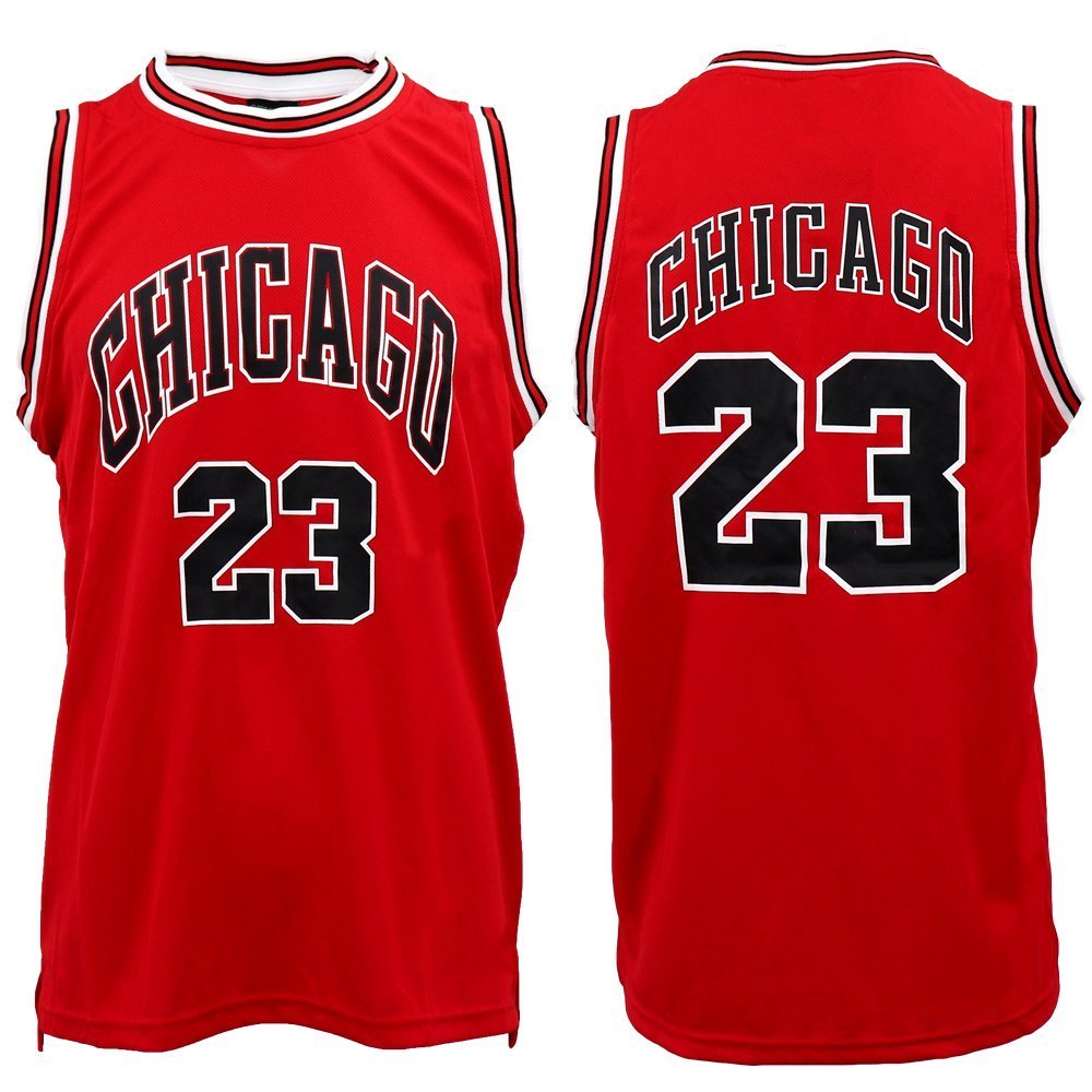 V474-378631-103242-00 New Men's Basketball Jersey Sports T Shirt Tee Vest Tops Gym Chicago Los Angeles, Red - Chicago 23, L - Image 1