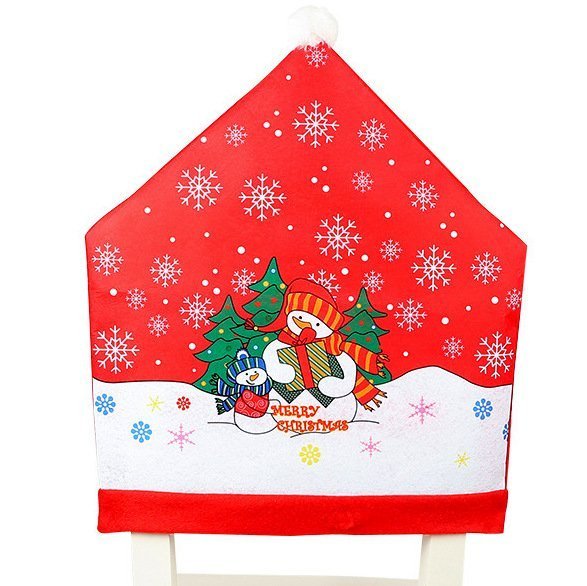 V474-380149-103727-00 10x Christmas Chair Covers Dinner Table Santa Hat Snowman Home Décor Ornaments, Snowman (10 Chair Covers) - Image 1