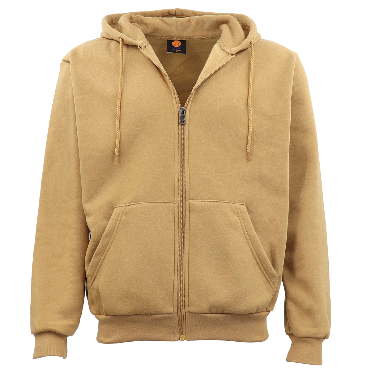 V474-422126-100466-00 Adult Unisex Zip Plain Fleece Hoodie Hooded Jacket Mens Sweatshirt Jumper XS-8XL, Tan, 2XL - Image 1