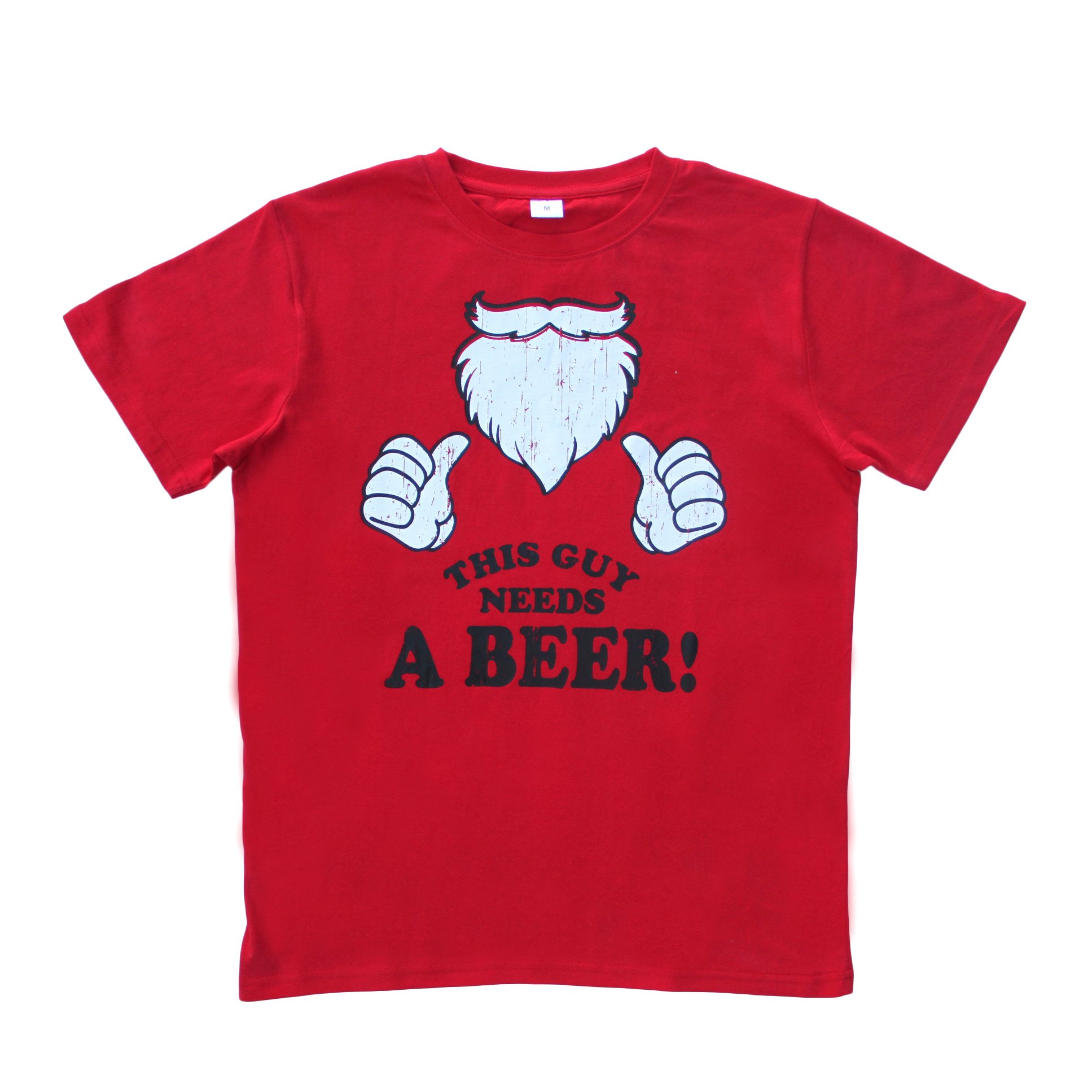 V474-468648-103363-00 New Funny Adult Xmas Christmas T Shirt Tee Mens Womens 100% Cotton Jolly Ugly, This Guy Needs a Beer!, 2XL - Image 1
